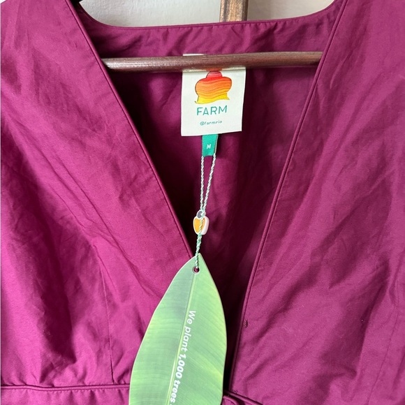 NWT Farm Rio Puff Sleeve Mini Shift Button Dress, Burgundy, M - Picture 2 of 9